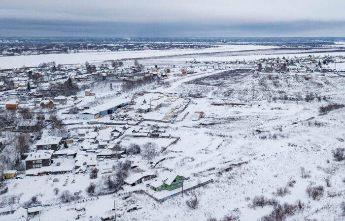 Aerial landscape, area of Veliky Ustyug is a town in Vologda Oblast, Russia
